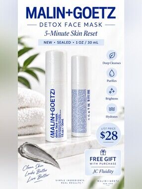 MALIN+GOETZ Detox Face Mask 1 oz 30mL NEW Sealed Skincare